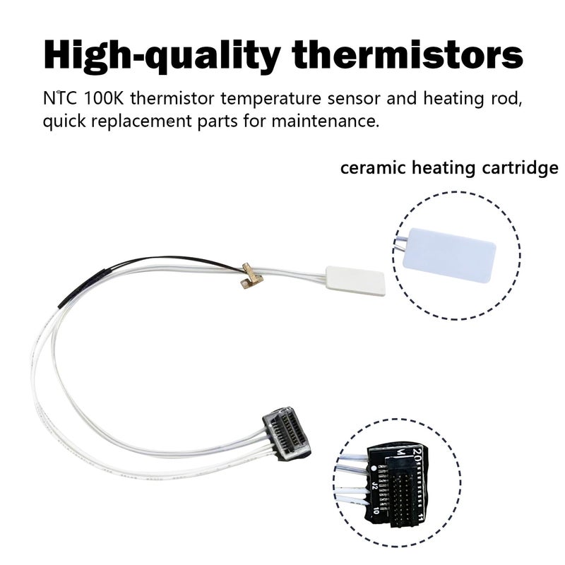 HzdaDeve مجموعة تجميع التسخين لمكون التسخين A1 Mini/A1 Hot End مع خرطوشة التسخين ومستشعر درجة الحرارة ثيرمستور وقاعدة عازلة للحرارة ومشبك معدني لمكونات طابعة Bambu Lab 3D - Image 3